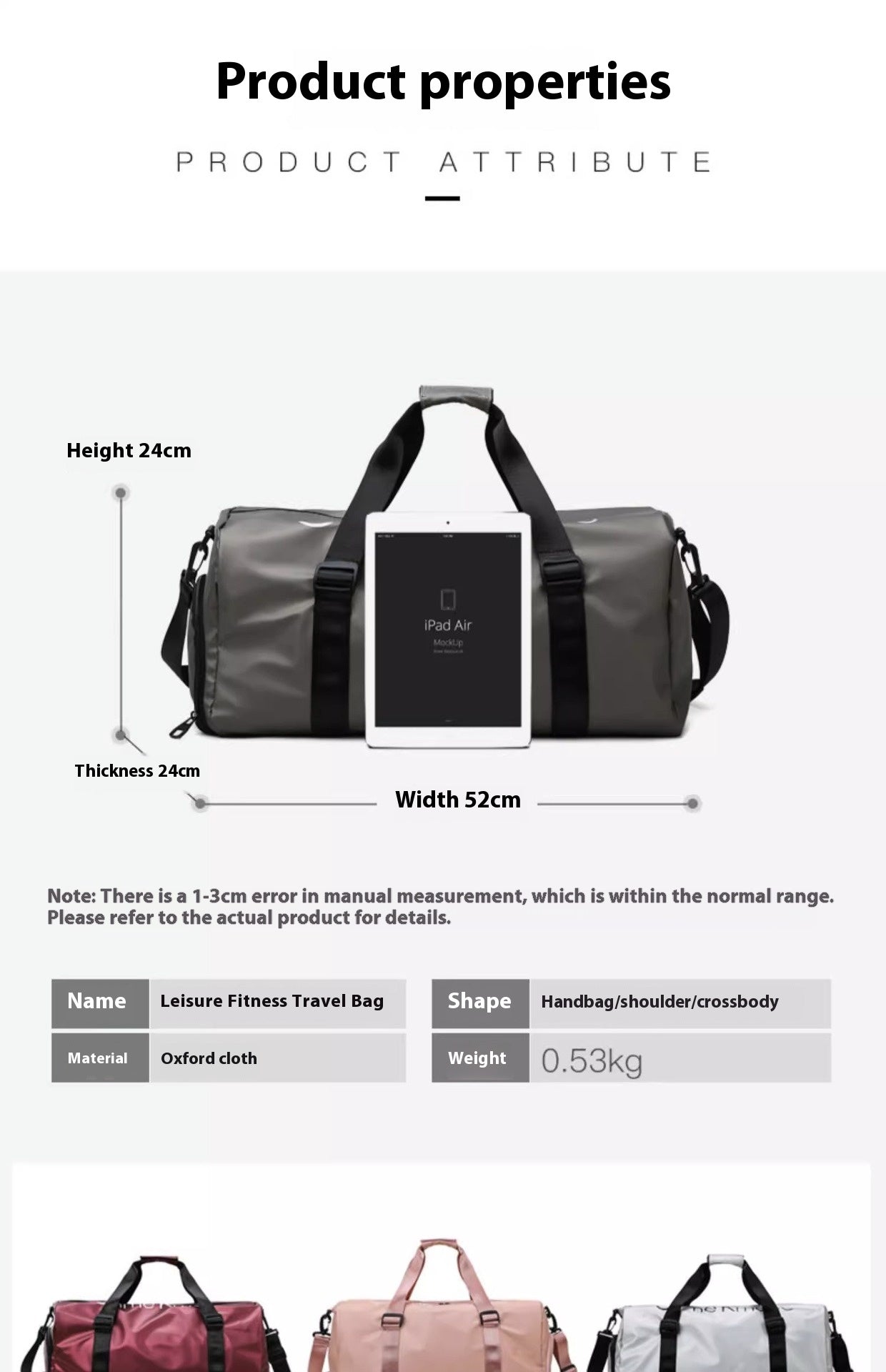 CHANEDE Sports Gym Duffel Bag for Men or Women Waterproof Weekender Travel Bag with Shoes Compartment Dry and Wet Separation for Training Swim Yoga(Black)
