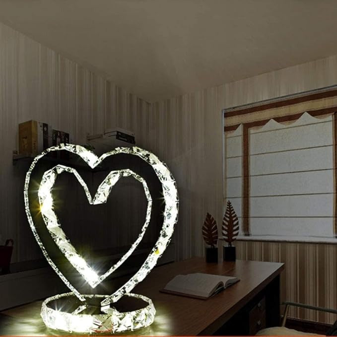 Table Lamps Creative Heart-Shaped Crystal Lamp, Modern LED Adjustable Bedside Lamp, European-Style Bedroom Living Room Crystal Lamp Night Light,18W Table Lamps Desk Lamps Reading Lamp
