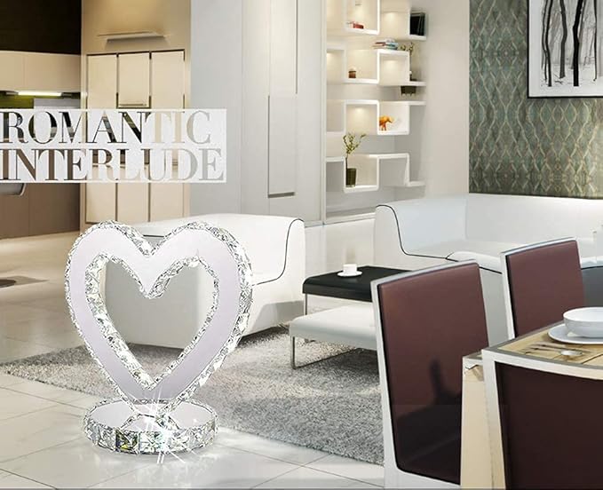 Table Lamps Creative Heart-Shaped Crystal Lamp, Modern LED Adjustable Bedside Lamp, European-Style Bedroom Living Room Crystal Lamp Night Light,18W Table Lamps Desk Lamps Reading Lamp