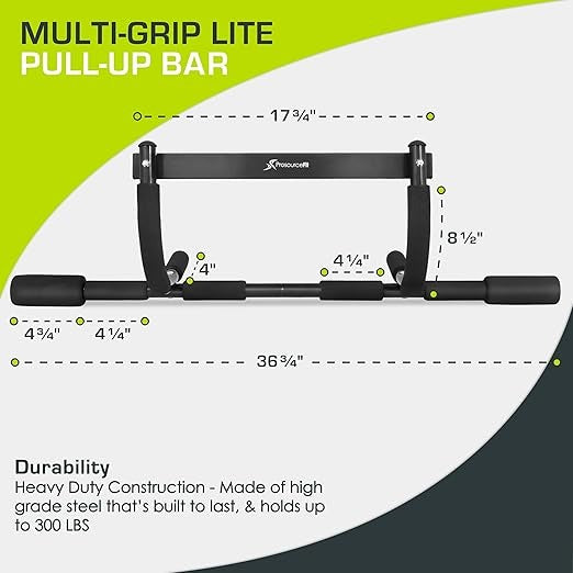 ProsourceFit Fit Multi-Grip Chin-Up/Pull-Up Bar, Heavy Duty Doorway Trainer for Home Gym