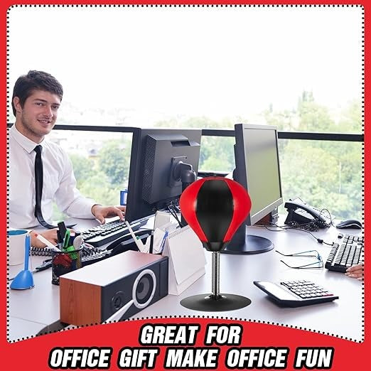 EXCEFORE Desktop Punching Bag, Boxing with Suction Cup Heavy Duty, Desktop Punching Bag Gag, Stress Buster Relief Free Standing for Boys Him Father Kids Girls, Adults, Red and Black