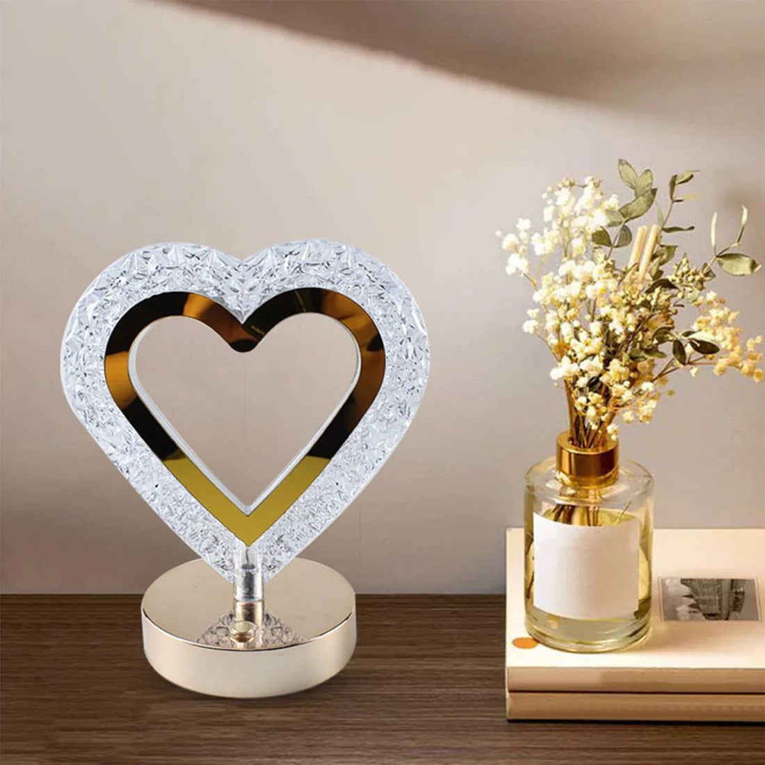 Table Lamps Creative Heart-Shaped Crystal Lamp, Modern LED Adjustable Bedside Lamp, European-Style Bedroom Living Room Crystal Lamp Night Light,18W Table Lamps Desk Lamps Reading Lamp