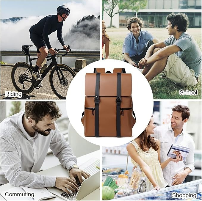 FANDARE Backpack Leisure School Backpacks Waterproof PU Schoolbag Business Backpack Man Laptop School Bag for College School Travel Hiking Satchel College Sports Boy Daypacks