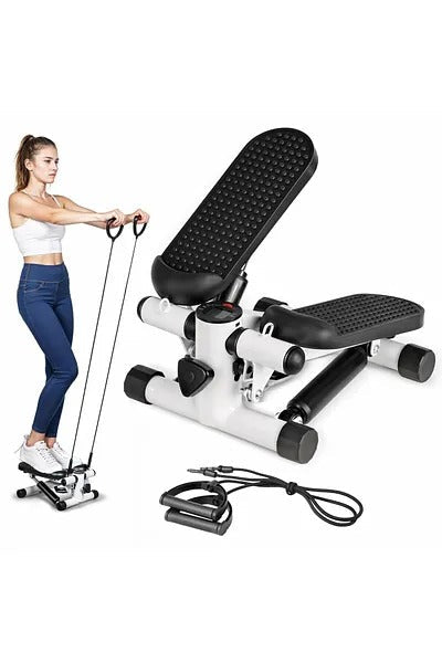 Health & Fitness Mini Steppers for Exercise at Home, Stair Step Workout Machine with Resistance Bands, Full Body Cardio Equipment