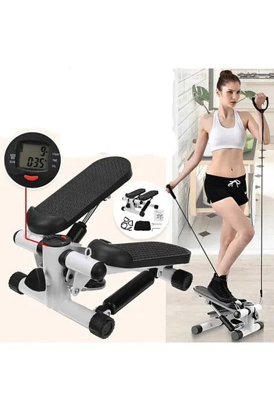 Health & Fitness Mini Steppers for Exercise at Home, Stair Step Workout Machine with Resistance Bands, Full Body Cardio Equipment