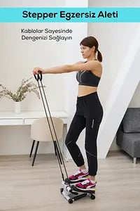 Health & Fitness Mini Steppers for Exercise at Home, Stair Step Workout Machine with Resistance Bands, Full Body Cardio Equipment