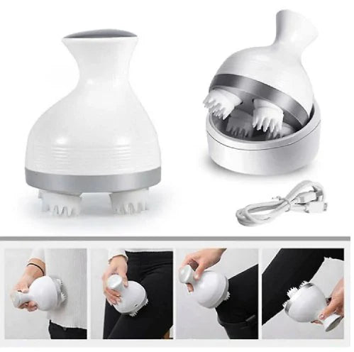 Electric Scalp Massager Head Massager Scalp Stress Relax, 5 in 1 Kneading 128 Massage Nodes, Waterproof Hair Massage with 8 Removable Claws Cat Scratcher, Gift for Dad Mom