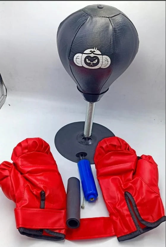 EXCEFORE Desktop Punching Bag, Boxing with Suction Cup Heavy Duty, Desktop Punching Bag Gag, Stress Buster Relief Free Standing for Boys Him Father Kids Girls, Adults, Red and Black